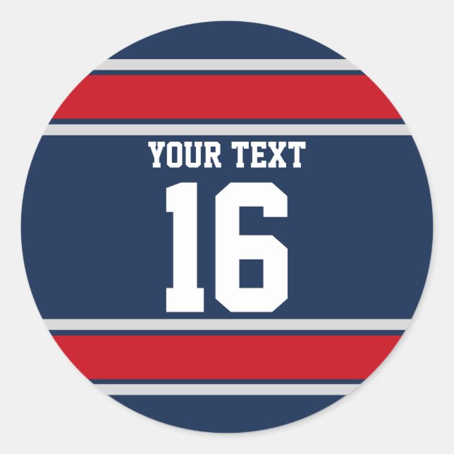 Adesivo Redondo Esportes Vermelhos e Prateados Personalizados (Frente)