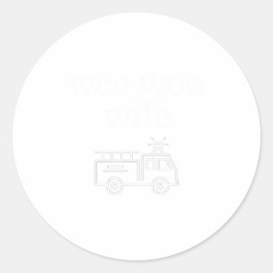 Adesivo Redondo Esposa Bombeiro Wee Woo Suse Fofo Estética Minimal