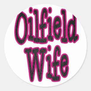 Adesivo Redondo Esposa cor-de-rosa/preta do campo petrolífero do