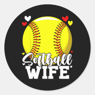 Adesivo Redondo Esposa de Softbol para Mulheres Família Correspond