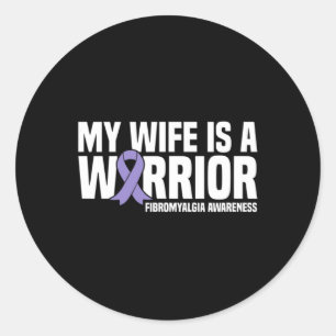 Adesivo Redondo Esposa é guerreira Fibromialgia Consciência
