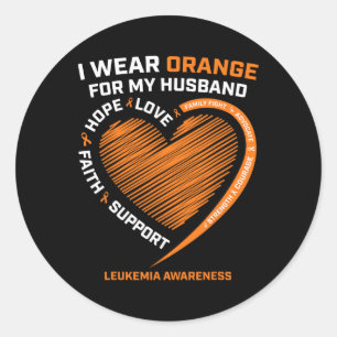 Adesivo Redondo Esposa Eu Visto Laranja Para Meu Marido Leucemia A