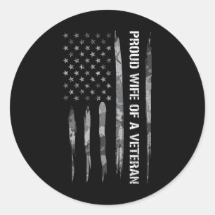 Adesivo Redondo Esposa Orgulhosa De Um Veterano - Bandeira America