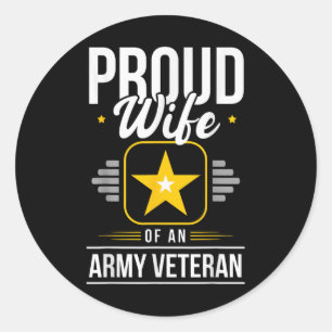 Adesivo Redondo Esposa Veterana Do Exército Esposa Orgulhosa De Mu