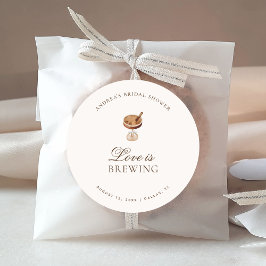 Adesivo Redondo Espresso Coffee Love está a ferver Chá de Noiva