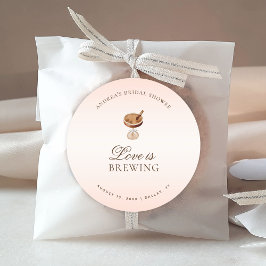 Adesivo Redondo Espresso Coffee Love está a ferver Festa de Noivad