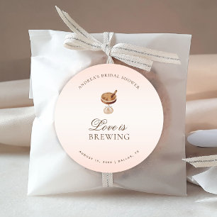 Adesivo Redondo Espresso Coffee Love está fervendo Chá de Noiva