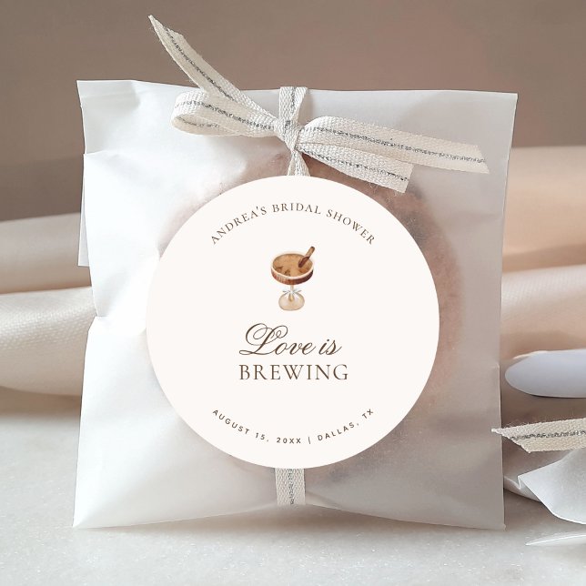 Adesivo Redondo Espresso Coffee Love está fervendo Chá de Panela d (Criador carregado)