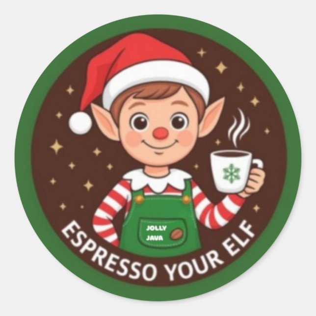 Adesivo Redondo Espresso Seu Elf (Frente)