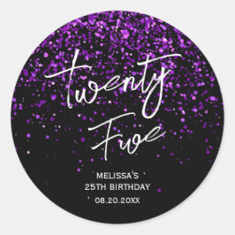 Adesivo Redondo Espumante Roxo Negro Qualquer Idade Aniversário