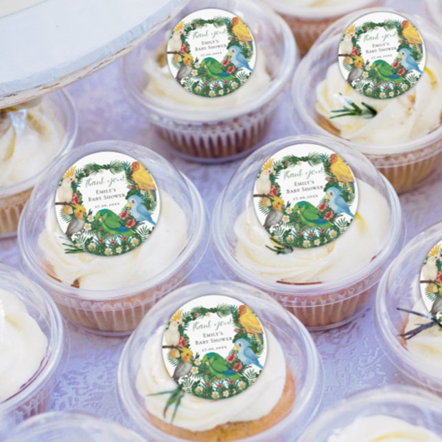 Adesivo Redondo Esquadra Chá de fraldas de Papagaios Selvagens de  (Criador carregado)