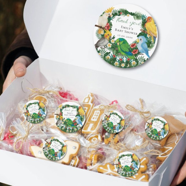 Adesivo Redondo Esquadra Chá de fraldas de Papagaios Selvagens de  (Criador carregado)