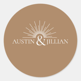 Adesivo Redondo Esquadra de Envelope Mínimo de Casamento Elegante