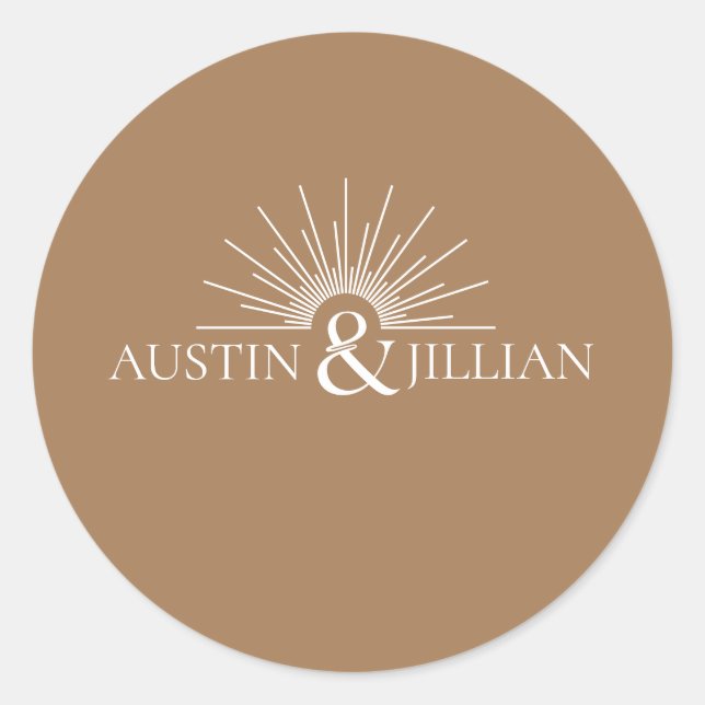 Adesivo Redondo Esquadra de Envelope Mínimo de Casamento Elegante (Frente)