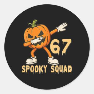 Adesivo Redondo Esquadrão Assustador Abóbora 67 Meme de Halloween