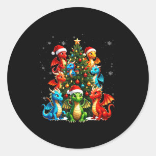 Adesivo Redondo Esquadrão da Árvore de Natal do Dragão Chapéu de P