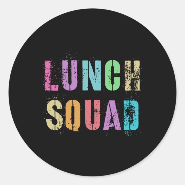 Adesivo Redondo Esquadrão De Almoço De Volta Ao Serviço De Comida  (Frente)