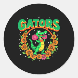 Adesivo Redondo Esquadrão de Animação Gator Floral Retro Volta às 