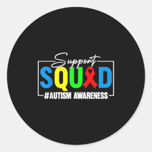 Adesivo Redondo Esquadrão de apoio à conscientização sobre autismo