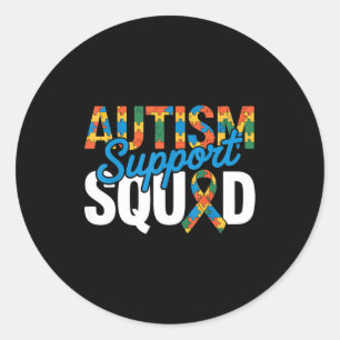 Adesivo Redondo Esquadrão de apoio ao autismo para conscientização