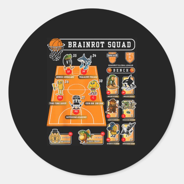 Adesivo Redondo Esquadrão de Basquete Italiano Esportes de Brainro (Frente)