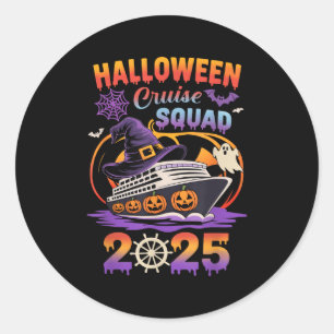 Adesivo Redondo Esquadrão de Cruzeiro de Halloween 2025 Equipe de 