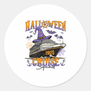 Adesivo Redondo Esquadrão de Cruzeiro de Halloween 2025 Tripulação
