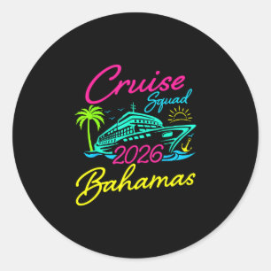 Adesivo Redondo esquadrão de cruzeiro nas Bahamas 2026 férias fami