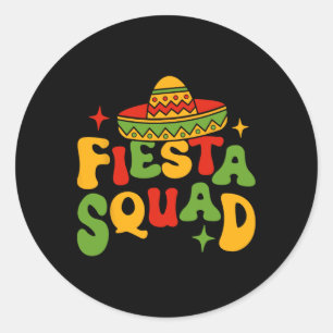 Adesivo Redondo Esquadrão de Festa Cinco De Mayo Sombrero Família 
