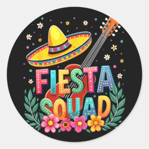 Adesivo Redondo Esquadrão de festa mexicana cinco de maio família