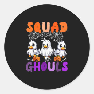 Adesivo Redondo Esquadrão de halloween ghouls três patos fofos cos