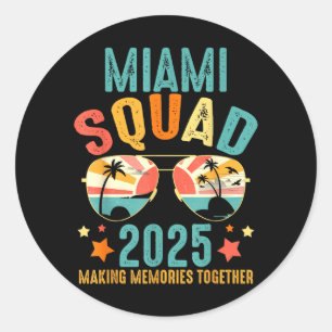 Adesivo Redondo Esquadrão de Miami 2025 Reunião Divertida e Descon