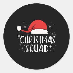Adesivo Redondo Esquadrão de Natal Chapéu de Papai Noel Vermelho C