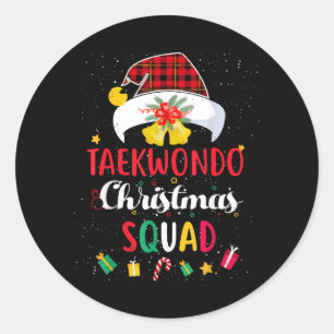 Adesivo Redondo Esquadrão de Natal de Taekwondo Chapéu de Papai No