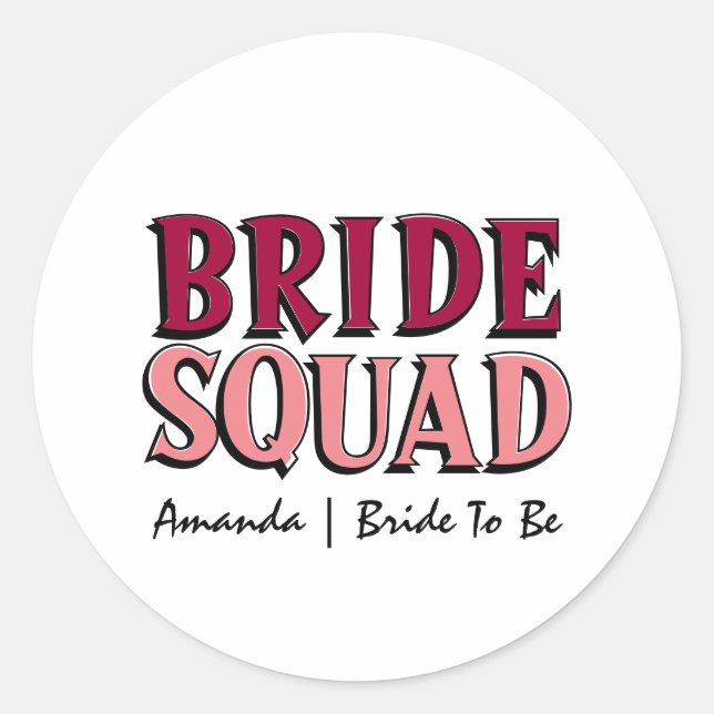 Adesivo Redondo Esquadrão de Noivas | Balança de Mata Magenta Rosa (Frente)