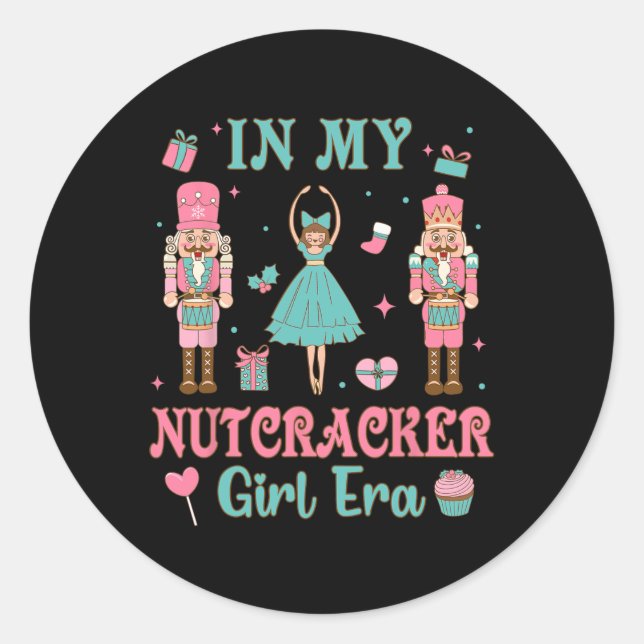 Adesivo Redondo Esquadrão De Nozes Rosa, Na Era Da Menina De Nozes (Frente)