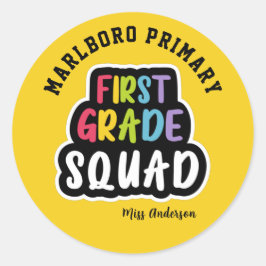 Adesivo Redondo Esquadrão de Professores do Primeiro Grau Nome da 