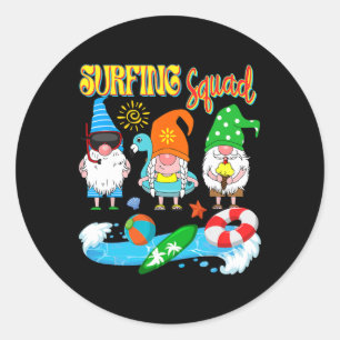 Adesivo Redondo Esquadrão de Surf Três Gnomos Havaiano Surf Verão