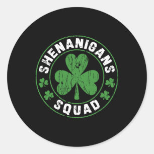 Adesivo Redondo Esquadrão de Travessuras Shamrocks Irlandês Divert