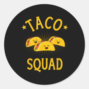 Adesivo Redondo Esquadrão Engraçado De Taco Terça-Feira, Tripulaçã
