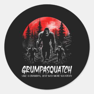 Adesivo Redondo Esquadrão Funny Bigfoot Pai Sasquatch Yeti Pai D