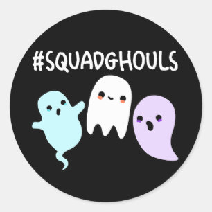 Adesivo Redondo Esquadrão Ghouls Halloween Divertido Fantasma Troc