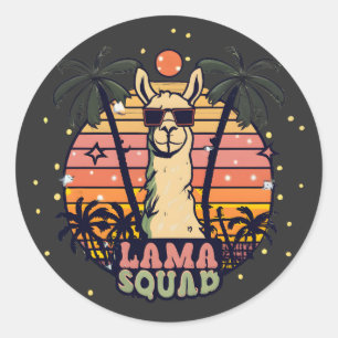 Adesivo Redondo Esquadrão legal Retro Llama
