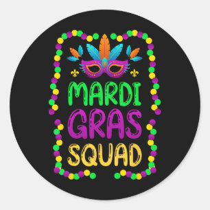 Adesivo Redondo Esquadrão Mardi Gras Para Um Carnaval De Fã Mardi