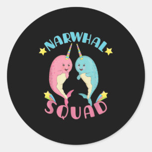 Adesivo Redondo Esquadrão Narwhal Cute Kawaii Narwhals Narwhale