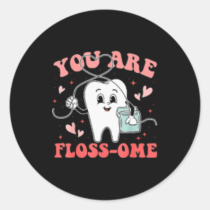 Adesivo Redondo Esquadrão Odontológico, Você é Floss-oso, Feliz Di