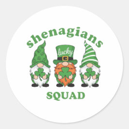 Adesivo Redondo Esquadrão Shenanigans Gnomos do Dia de São Patríci