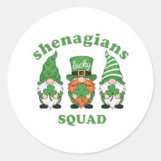 Adesivo Redondo Esquadrão Shenanigans Gnomos do Dia de São Patríci
