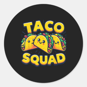 Adesivo Redondo Esquadrão Taco Engraçado Comida Mexicano
