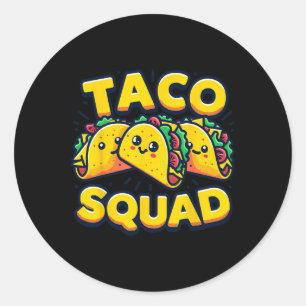 Adesivo Redondo Esquadrão Taco Engraçado Comida Mexicano